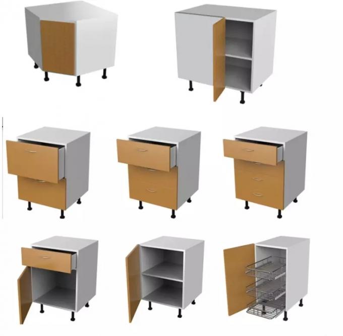 Wood Grain Melamine Board Kitchen Cabinet / Home Modern Wooden Kitchen Cupboards