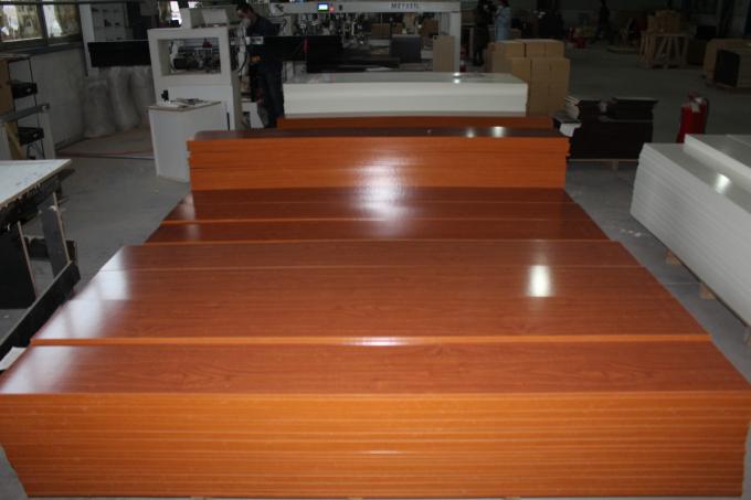 Wood Grain Melamine Board Kitchen Cabinet / Home Modern Wooden Kitchen Cupboards